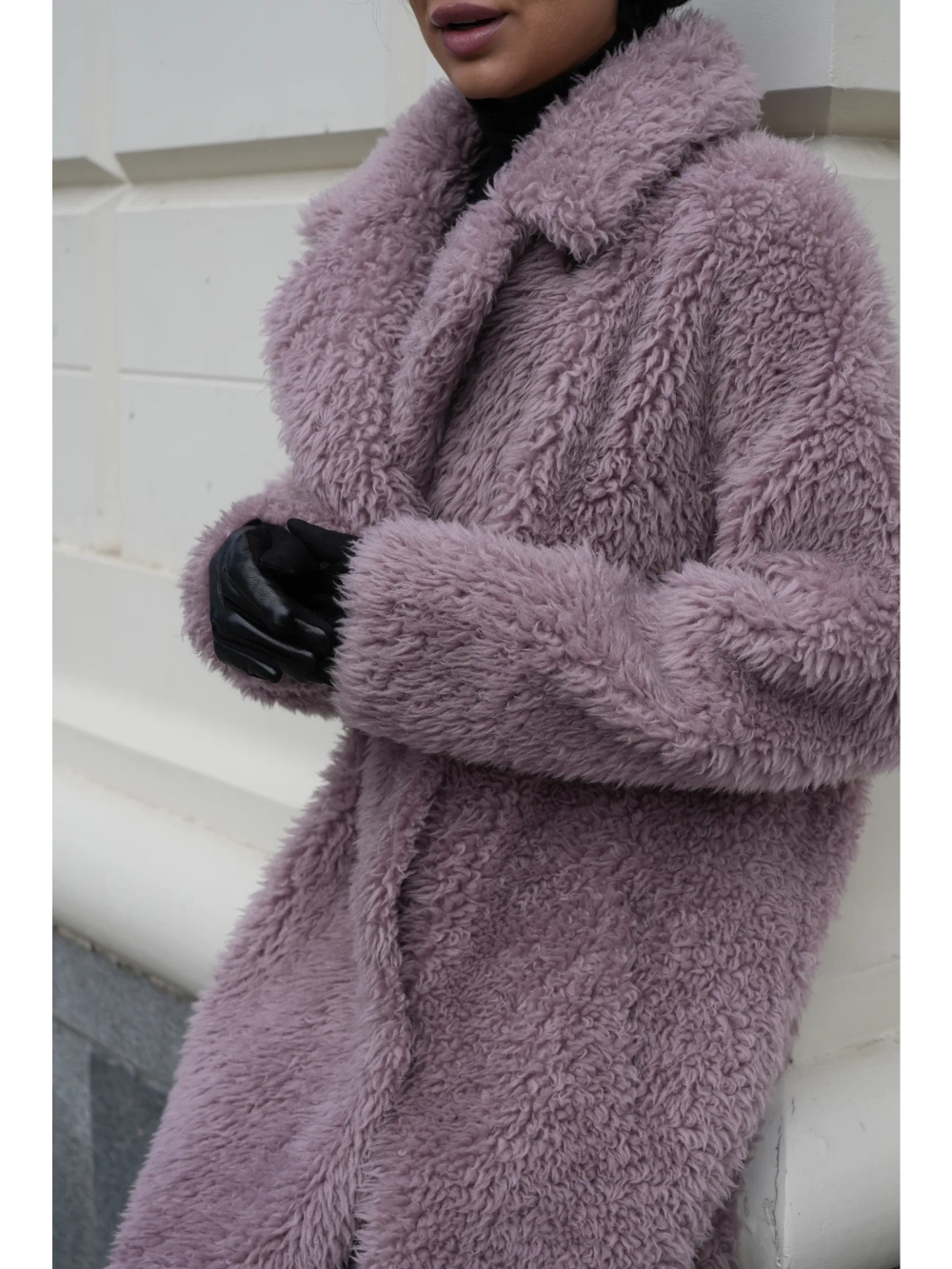 Шуба искусственная чебурашка на основе шерсти, сиреневая, SilverFox