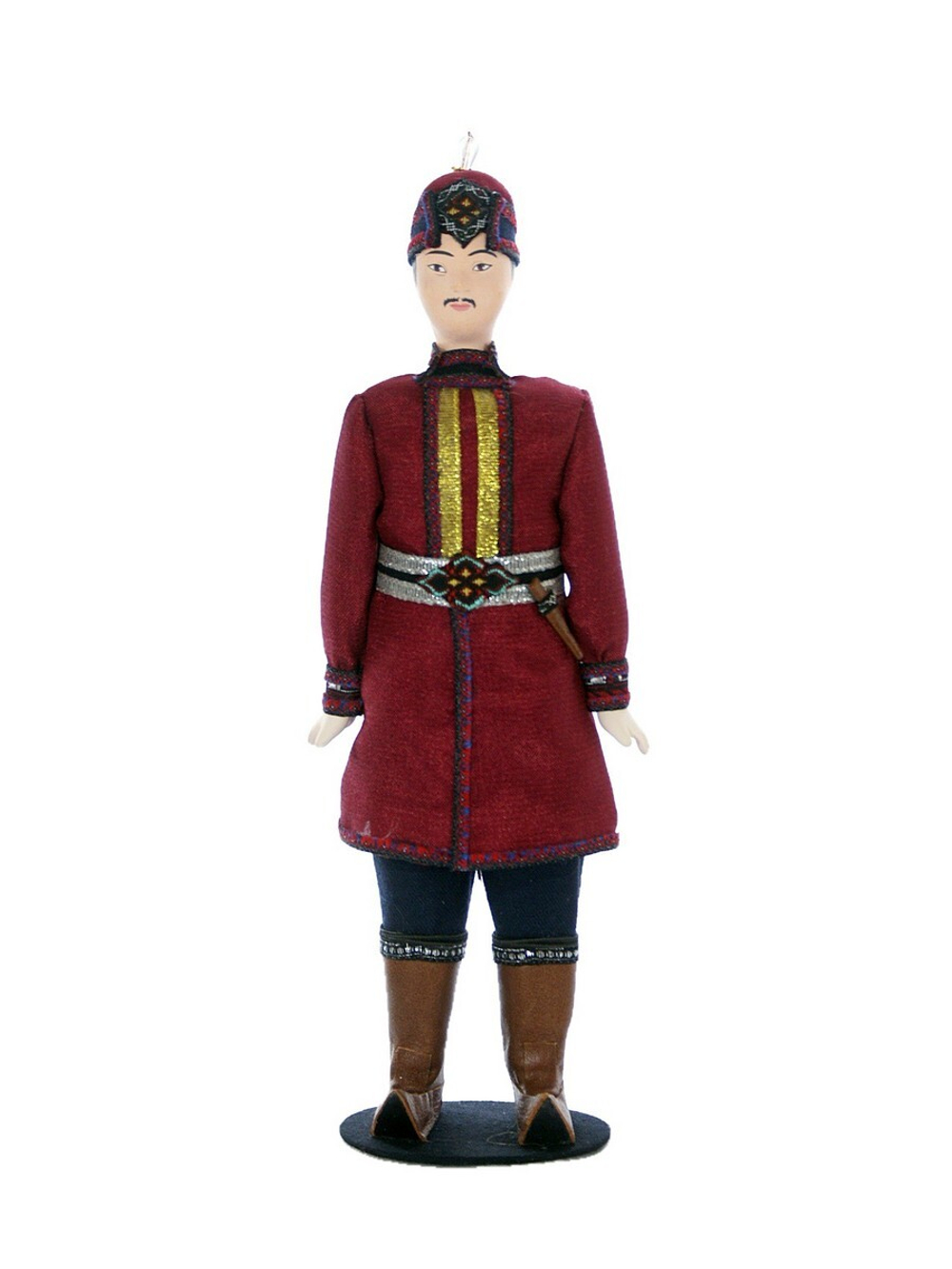 Кукла сувенирная фарфоровая. Астраханская губ. Калмыцкий праздничный мужской костюм. К.18-н.19 в.