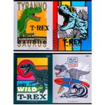 Тетрадь 96л., А5, клетка, Проф-Пресс "Клёвые тираннозавры", скрепка, мелованная обложка, 4 дизайна в коробе