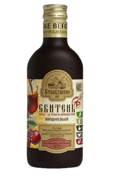 СБИТЕНЬ Вишнёвый, Мёд + 12 трав и пряностей" 250 мл.