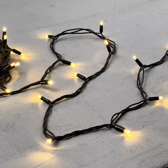 Гирлянда Нить 10 м., теплый белый, 220В, 75 LED, Провод Черный Каучук, IP65, LTC (LL75-1-2WW)