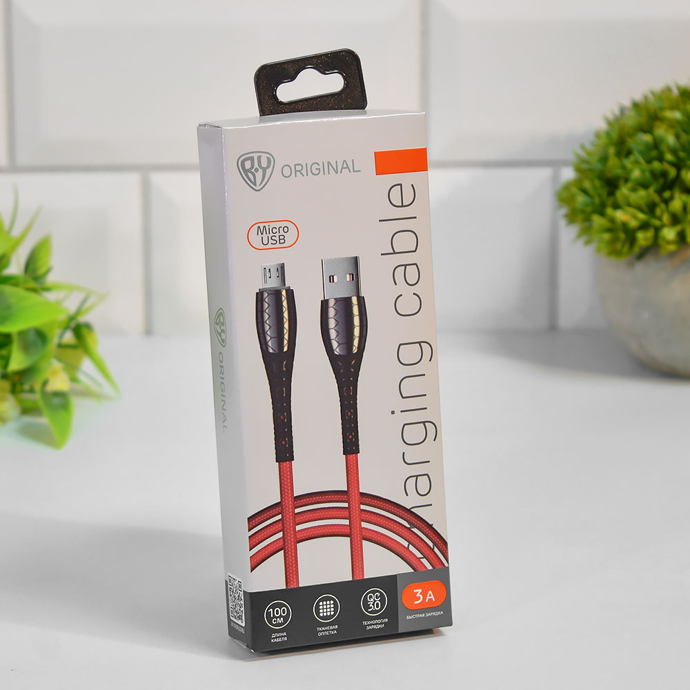Кабель для мобильных устройств micro USB 1м быстрый заряд, QC3,0 "Богатырь"