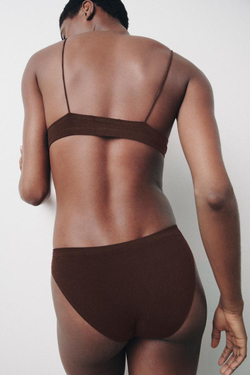 ZARA БЮСТГАЛЬТЕР SEAMLESS С БРЕТЕЛЯМИ, КОРИЧНЕВЫЙ