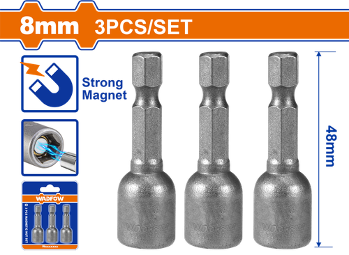 Набор торцевых головок магнитных 8 мм 3 шт (25/100) WADFOW WWR1K08