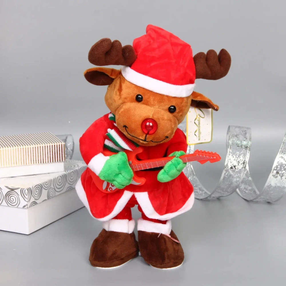 Музыкальная игрушка «Новогодний оленёнок с гитарой» 14,5*20*40 см