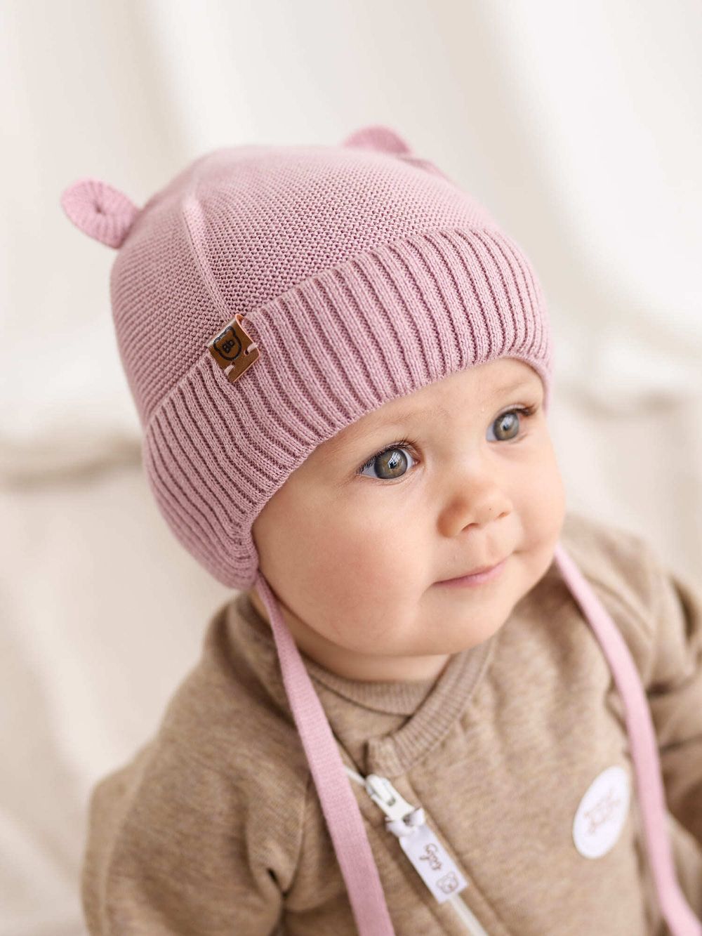 Шапка хлопковая на подкладе "Пудра" 0+