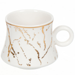 Набор чайный керам, 7 пр, 6 перс, 180 мл, на подносе, Белый мрамор, Y4-3750