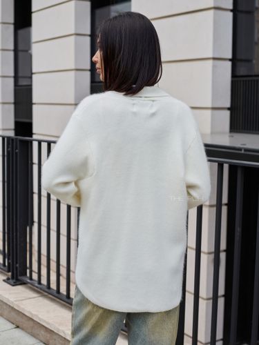 Молочный кашемировый кардиган с шалевым воротником