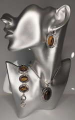 Комплект бижутерии "Тигровый глаз" - Овал (натуральный камень, бижутерный сплав)