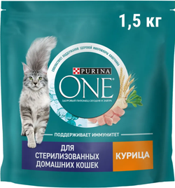 Purina ONE для Стерилизованных домашних кошек с Курицей 1.5кг.*6