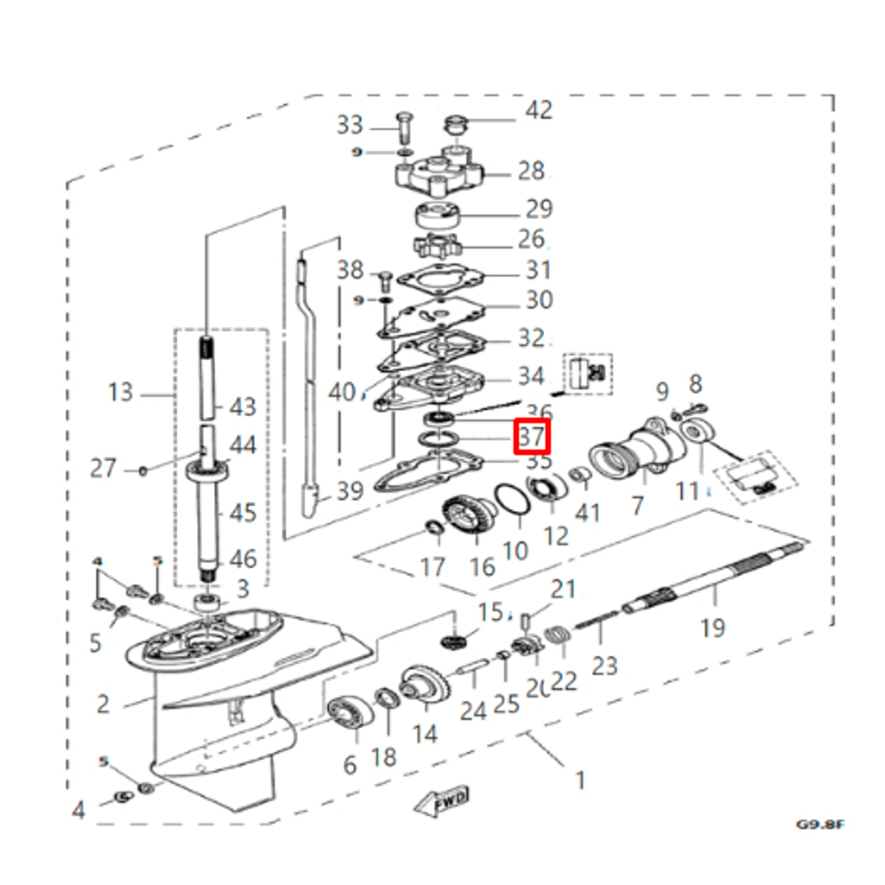 Шайба регулировочная TOHATSU 8-9,8 (9.8F-06.22-0.1) 28x36,8x0,1 (YUELANG)