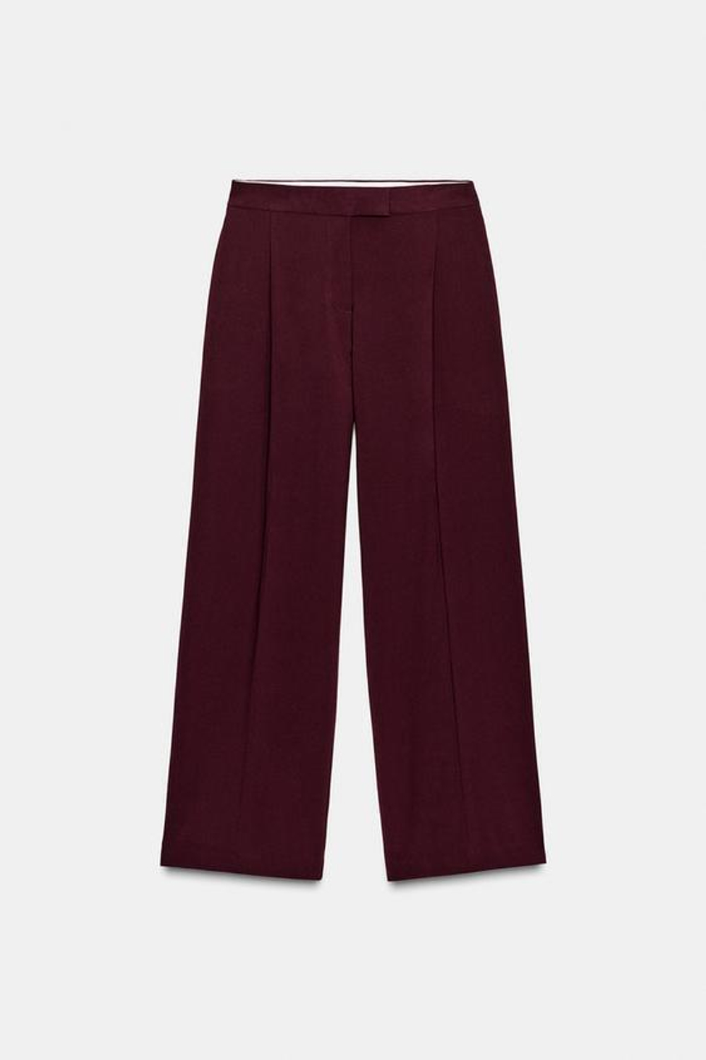 ZARA ШИРОКИЕ БРЮКИ С ВЫСОКОЙ ПОСАДКОЙ, БУРГУНДИ