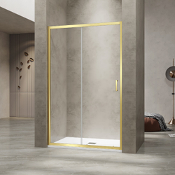 Душевая раздвижная дверь-купе в нишу PA-114Gb профиль золото браш (Прозрачное, 1000)
