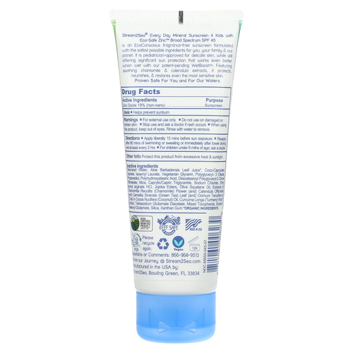 Stream2Sea, Минеральное солнцезащитное средство на каждый день, SPF 45, для 4 детей, 75 мл (2,5 жидк. унц.)
