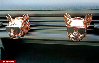 Ароматизатор-игрушка -на обдув- Собачки Бульдог - YC-140RG розово-золотой