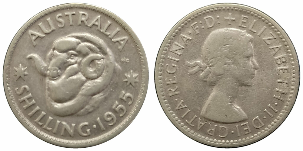 Австралия 1 шиллинг, 1955-1963 XF