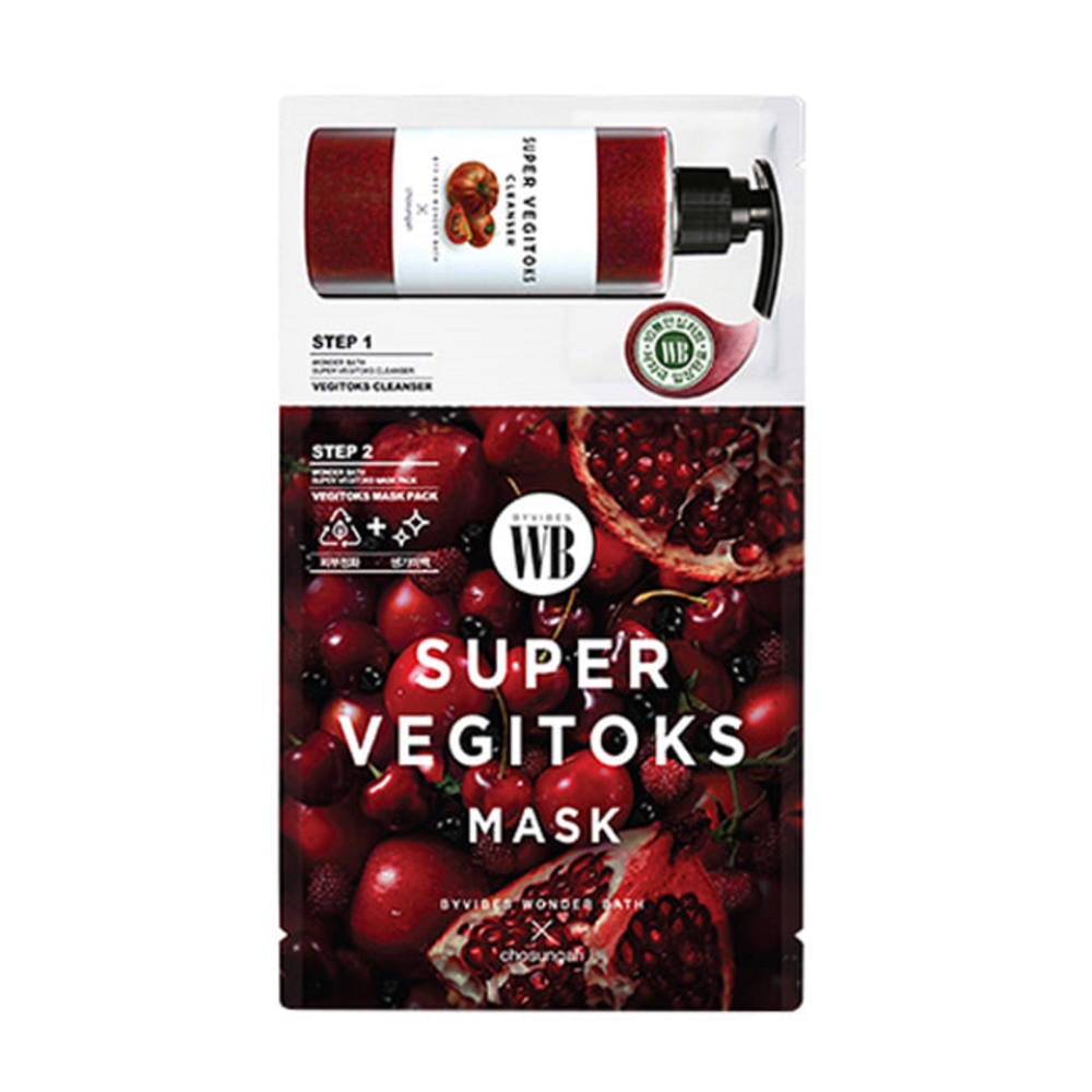 Chosungah Byvibes Wonder Bath Super Vegitoks Mask Pack Red 2-х этапная отбеливающая тканевая маска с детокс эффектом