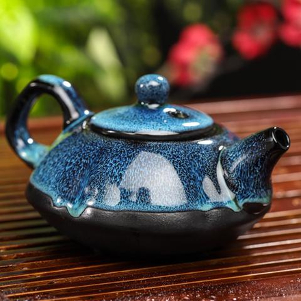 Набор для чайной церемонии Звездное небо, 7 предметов: чайник 140 мл, 6 чашек 40 мл, цвет синий
