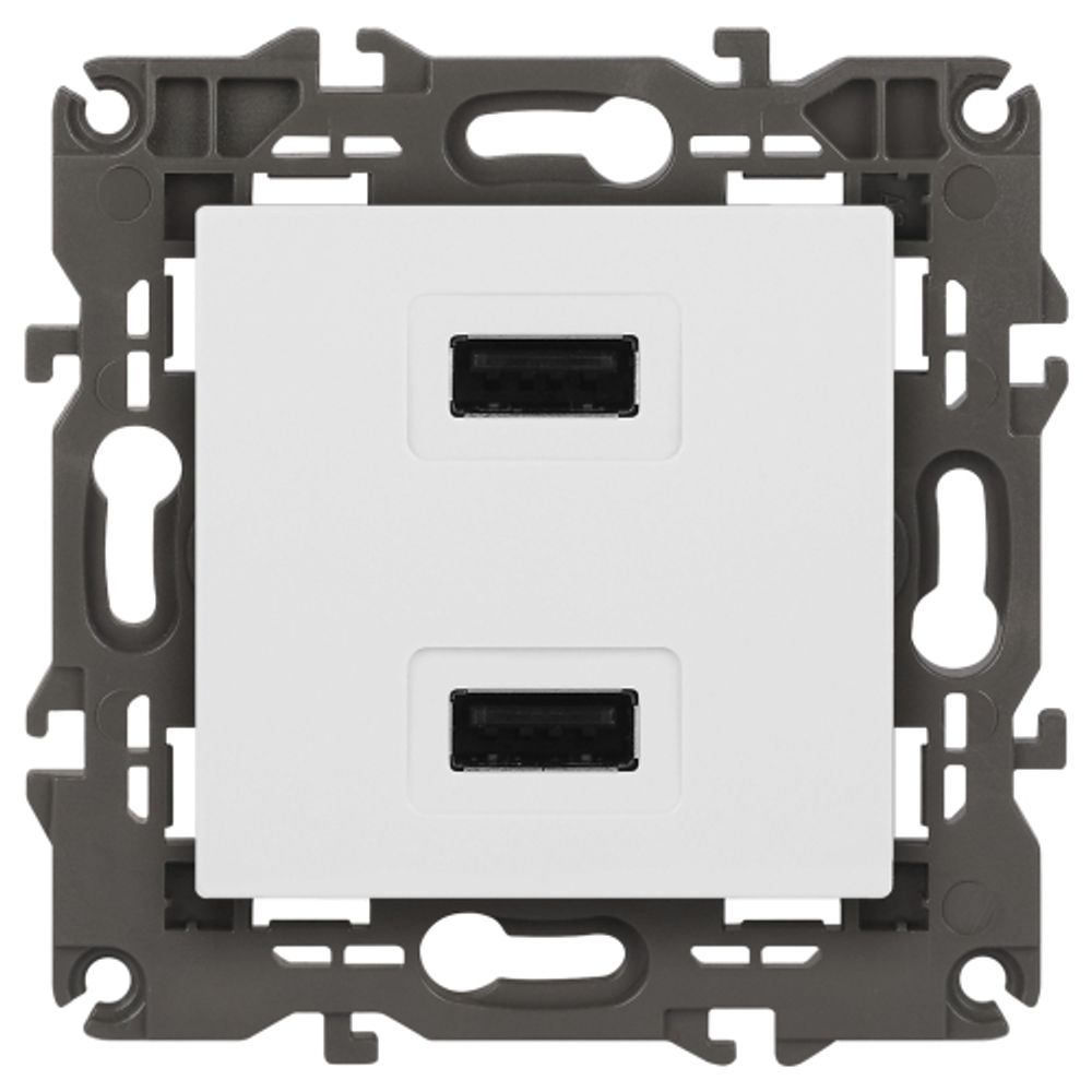 14-4110-01 ЭРА Устройство зарядное USB, 230В/5В-2100мА, IP20, Эра Elegance, белый