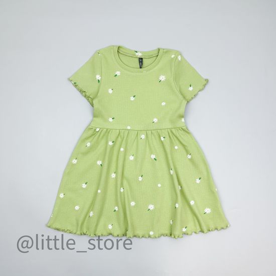 Платье хлопковое "Летние цветы" сочный лайм