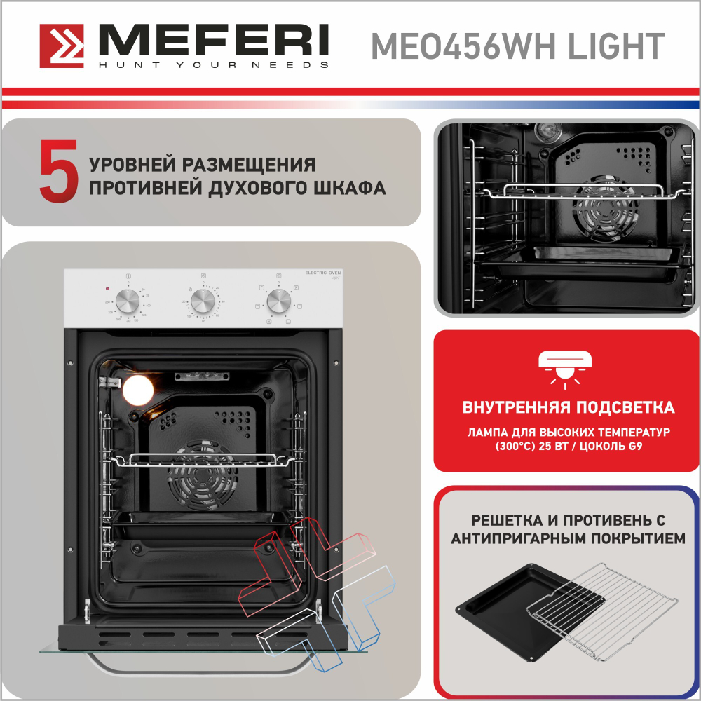 Электрический духовой шкаф Meferi MEO456WH LIGHT фото 3