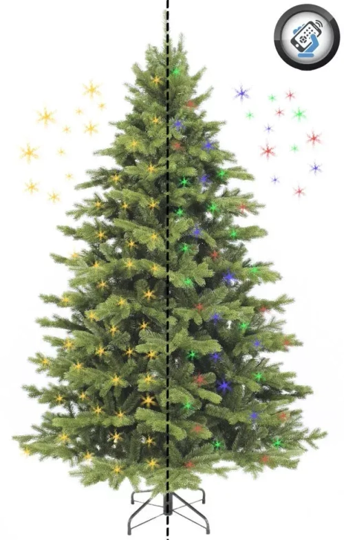 Елка Шервуд Премиум 185 см. с фонариками, 200 шт. (мультиколор/шампань), литая хвоя+пвх, Triumph Tree (73936)