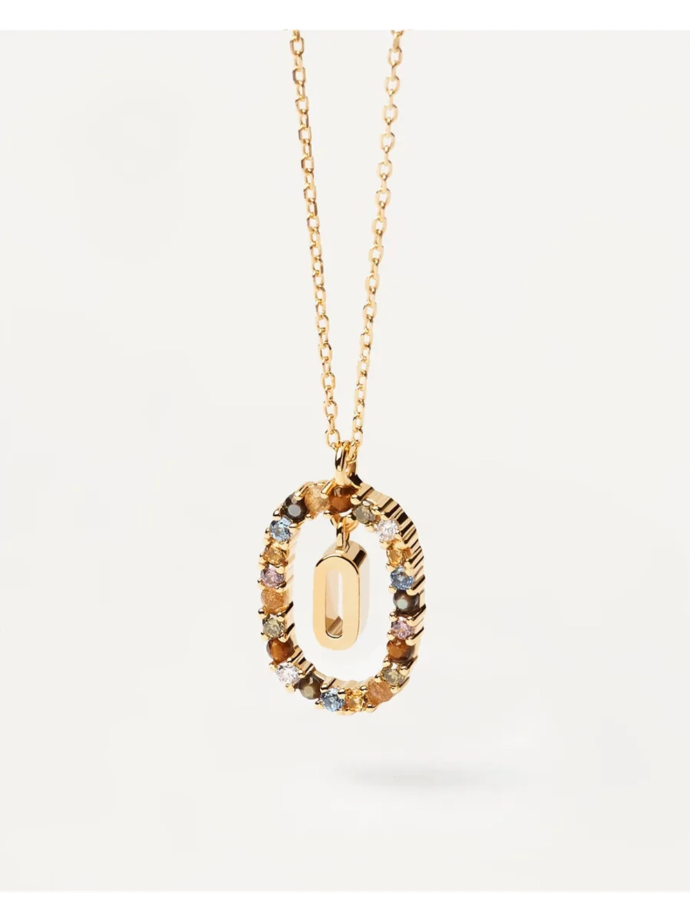 Колье Буква O серебро 925 пробы покрытое золотом