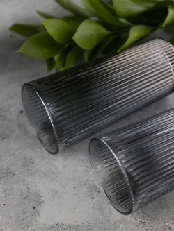 Набор ребристых бокалов для виски, 330 мл. 6 шт. Черные