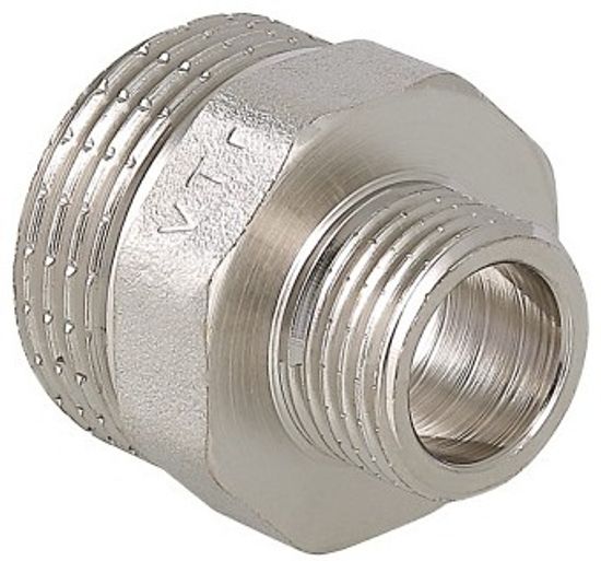 Ниппель Valtec 1"х1/2" НР с наружной резьбой переходной латунный никелированный VTr.580.N.0604