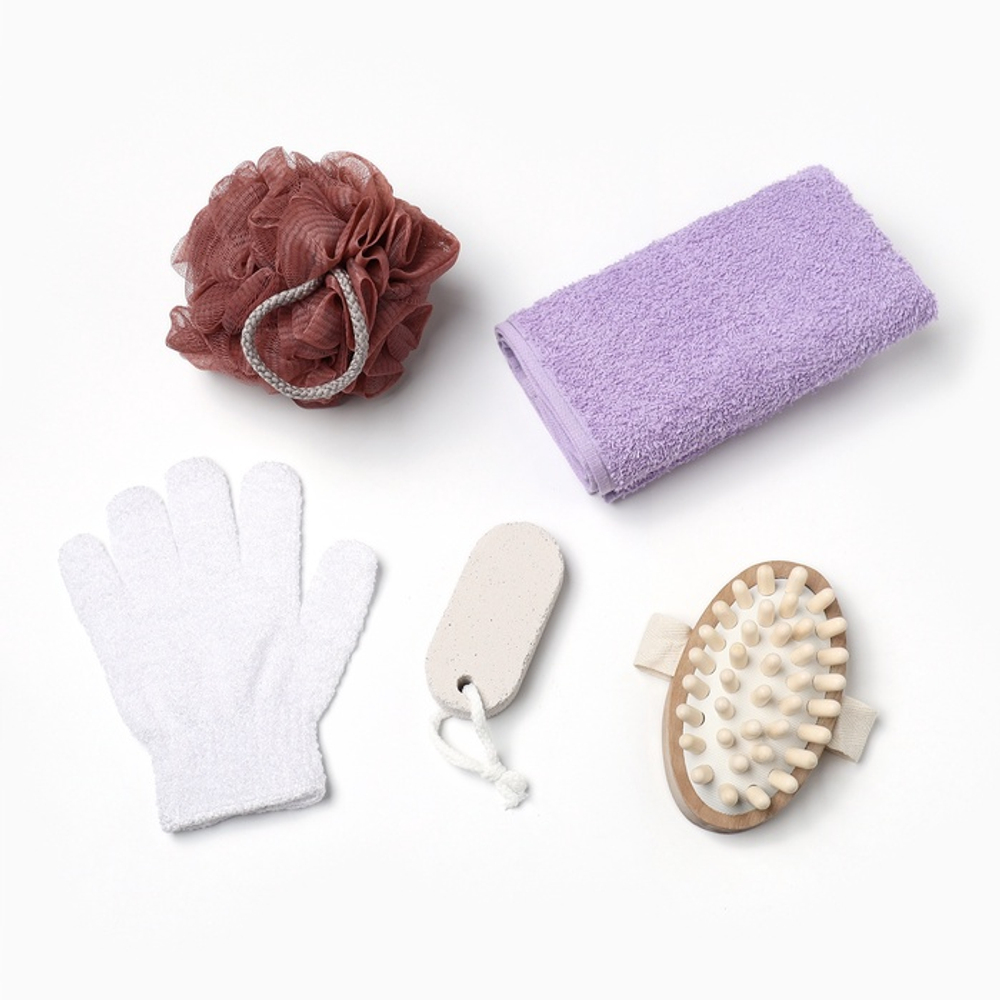 Подарочный набор «Этель. Отдохни», полотенце 35×60 см, мочалка, пемза