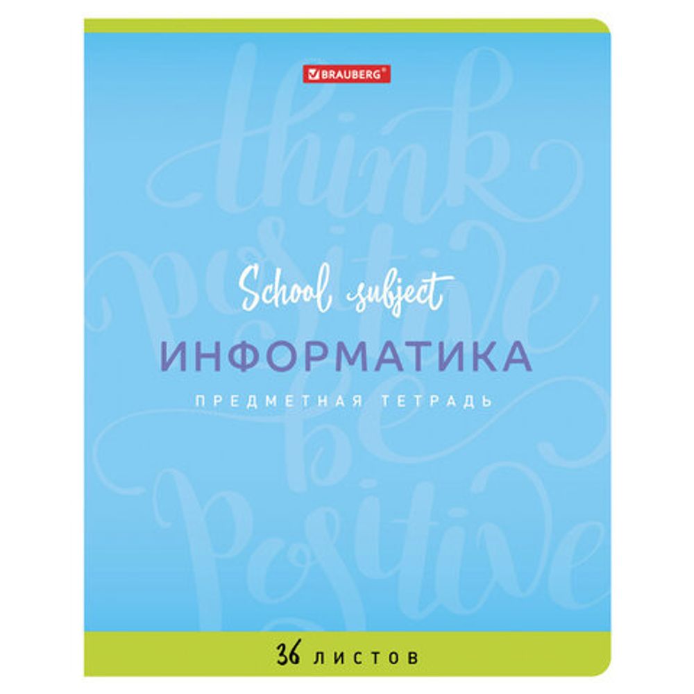 Тетрадь предметная ПАЛИТРА ЗНАНИЙ 36 листов, обложка мелованная бумага, ИНФОРМАТИКА, клетка, BRAUBERG, 403496