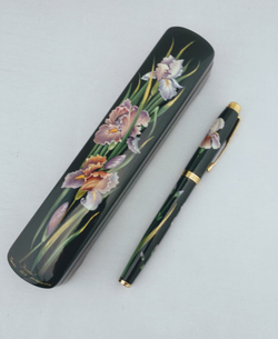 Ручка Паркер с росписью в шкатулке "Ирисы"