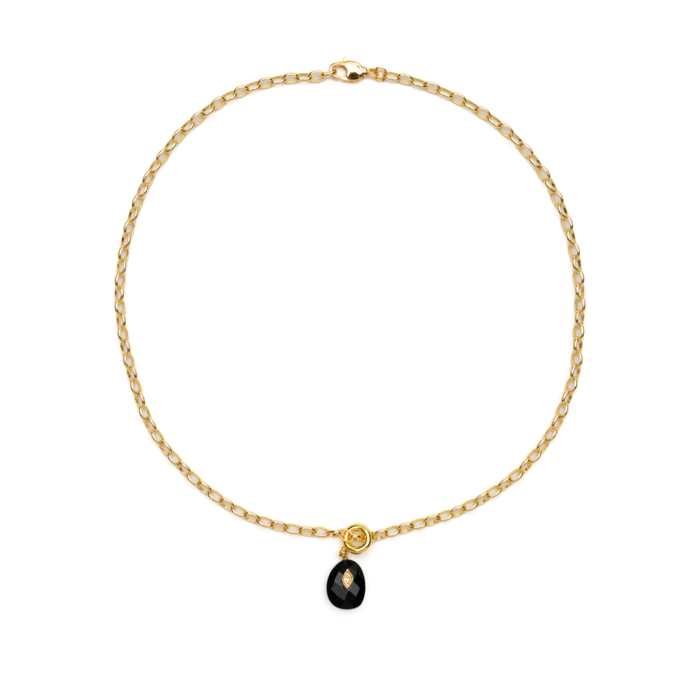 Латунная цепочка с подвеской из Оникса, gold