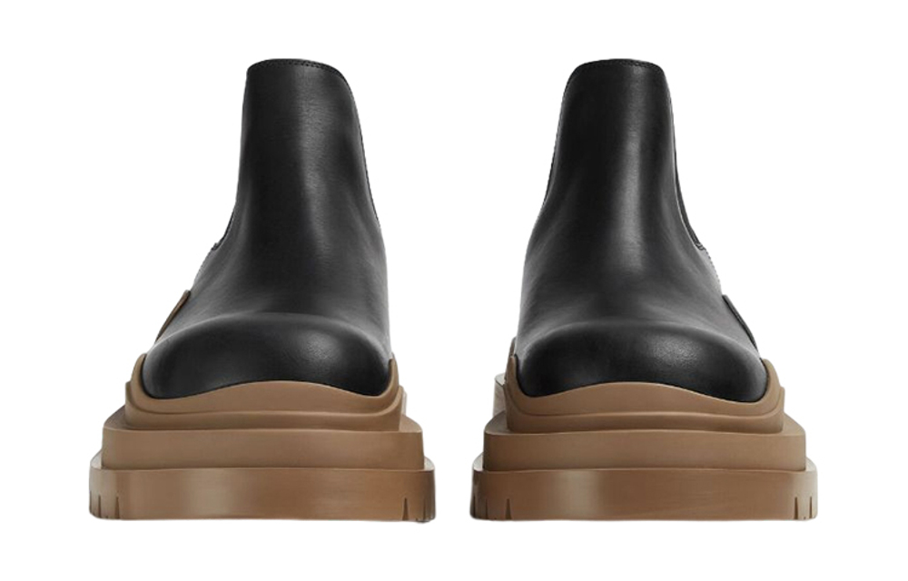 Bottega Veneta Tire Chelsea Short Chelsea Boots Men"s Black Brown