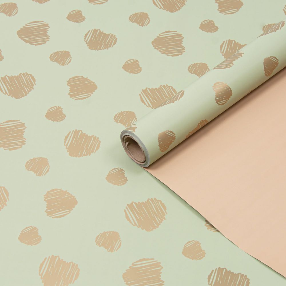 Пленка Золотые сердца 60см*10м/ОЛИВА/ПУДРА