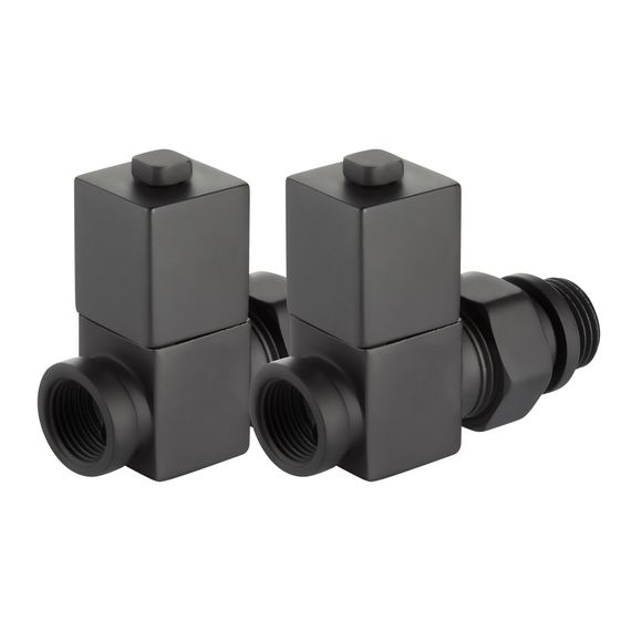 Набор дизайн-вентилей Royal Thermo CUBE, прямой (черный) 1/2quot; — (5)