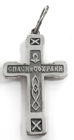 Ювелирный крест из серебра с чернением