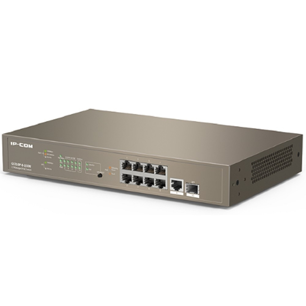 Коммутатор IP-COM G5310P-8-150W L3 Коммутатор PoE управляемый 8-Ports 10 / 100 / 1000 Base-T + 1-Port 1000 Base-X SFP / 8-Ports PoE (PoE бюджет 130W)