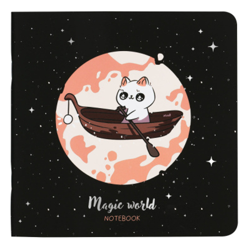 Записная книжка 170*170мм 40л. на скрепке MESHU "Magic world", soft-touch ламинация, тиснение фольгой, блок без линовки, 80г/м2