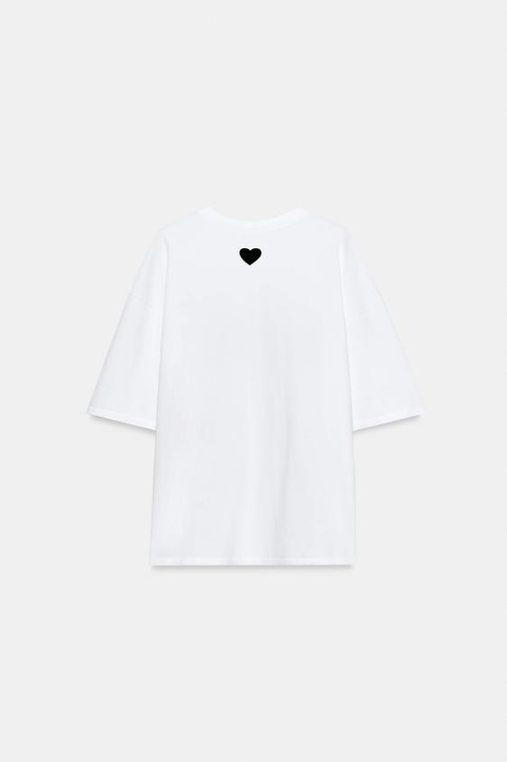 ZARA ФУТБОЛКА ОВЕРСАЙЗ С НАДПИСЬЮ, БЕЛЫЙ