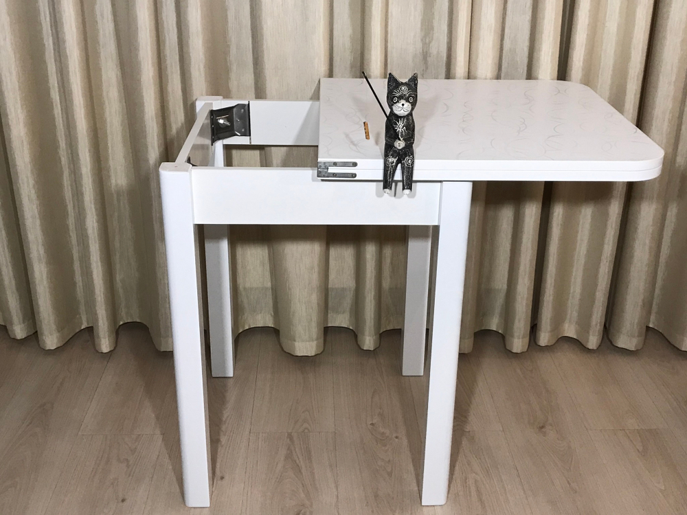 Кухонный раскладной стол на ножках квадро Wide White