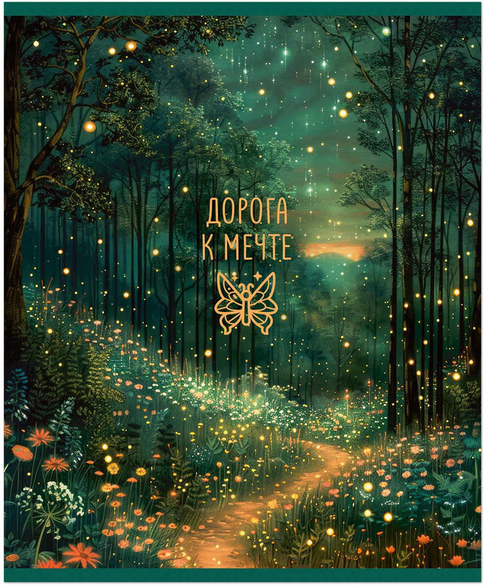 Тетрадь общая 48 л., MAGIC FOREST, обложка-мелов.картон+сплошной УФ-лак, скрепка