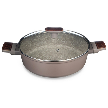 СОТЕЙНИК СО СТЕКЛ. КРЫШКОЙ И АНТИПРИГАРНЫМ ПОКРЫТИЕМ PFLUON MARBLE, 26*7,5 СМ