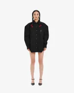 Рубашка Borozna c вышивкой ниточка черная