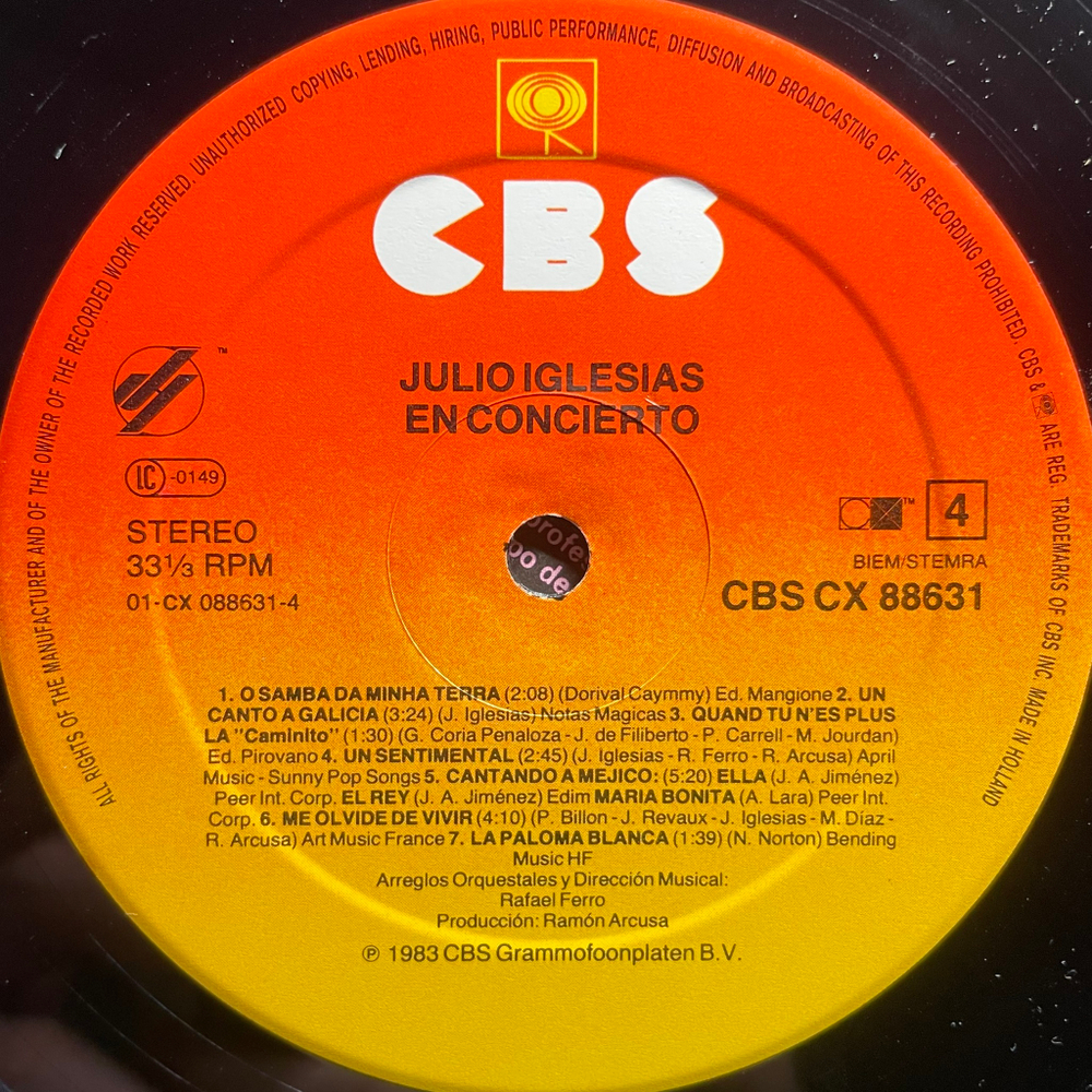 Julio Iglesias ‎– En Concierto 2LP (Голландия 1983г.)