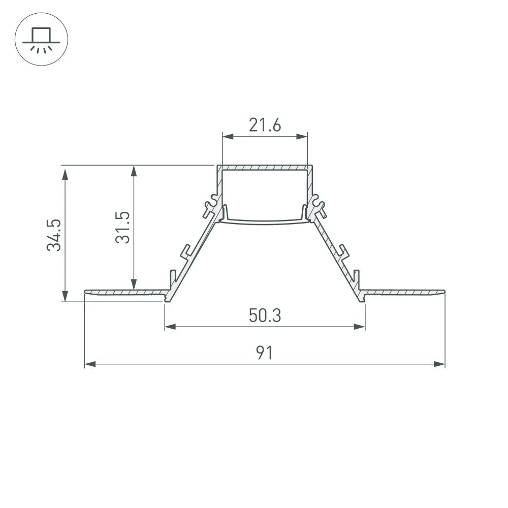 Профиль COMFORT21-V-FANTOM-2000 WHITE (Arlight, Алюминий) 052543