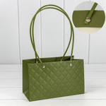 Пакет подарочный 22х13.5х10.5см Ваза для цветов "Ромбы" (Зеленый)