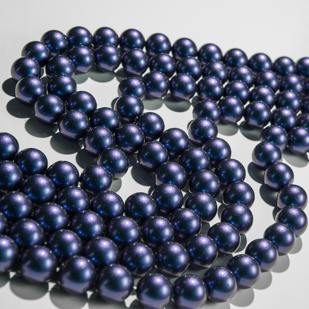 Хрустальный жемчуг, оттенок "Sapphire", шар 10мм, перламутрово-сатиновое улучшенное покрытие