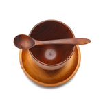 Деревянный набор - чайная пара и ложка из древесины кедра. NC1