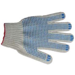 Перчатки хб, 10 класс 5-и нитка, Лайт, ПВХ покрытие - точка, цвет белый